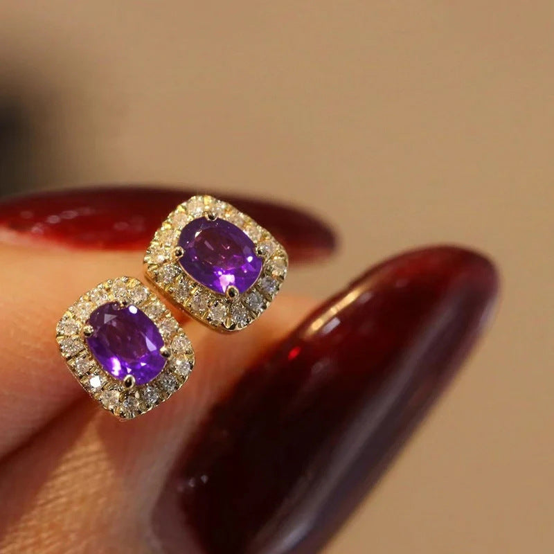 New Vintage-style Faux Rubellite Zircon Stud Earrings