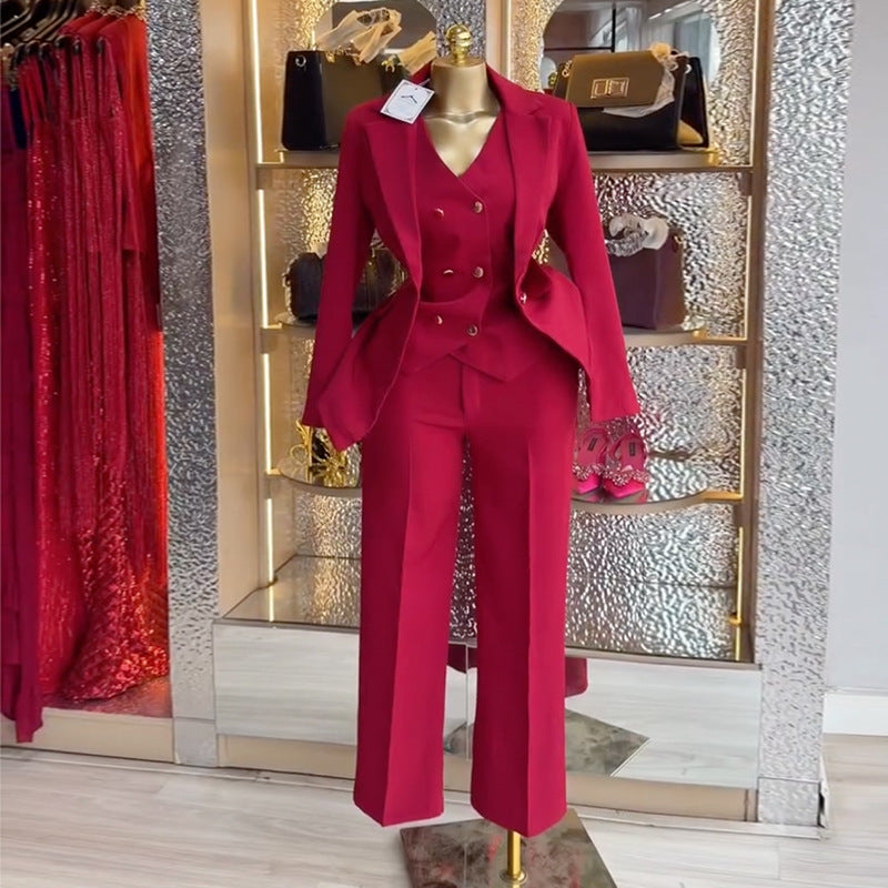 Spring New Arrival Elegant Commute Solid-Color Three-Piece Set