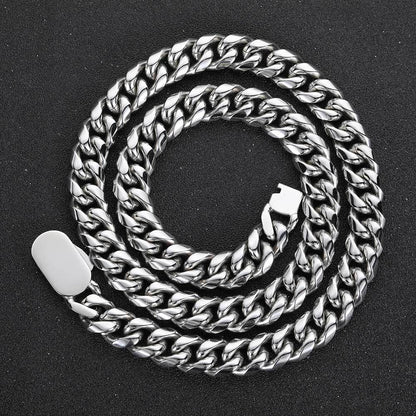 Hip Hop Stainless Steel Round Grinding Encryption Cuban Necklace Unilateral