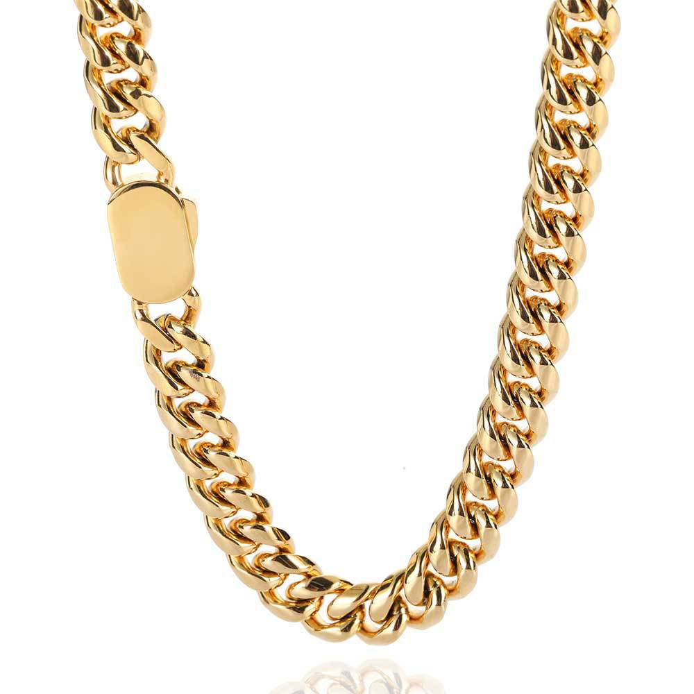 Hip Hop Stainless Steel Round Grinding Encryption Cuban Necklace Unilateral