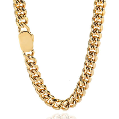 Hip Hop Stainless Steel Round Grinding Encryption Cuban Necklace Unilateral