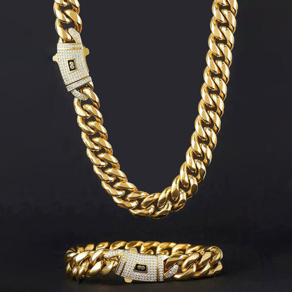 European And American Stainless Steel Cuban Link Bracelet For Men