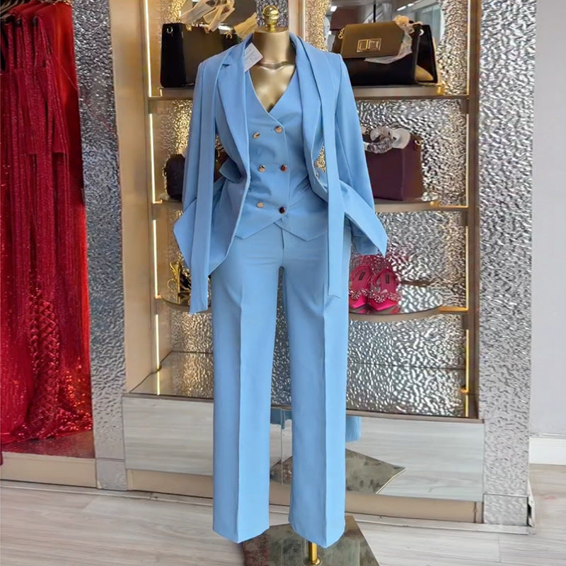 Spring New Arrival Elegant Commute Solid-Color Three-Piece Set