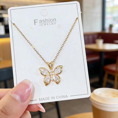 Versatile Zircon-inlaid Commute Clavicle Chain