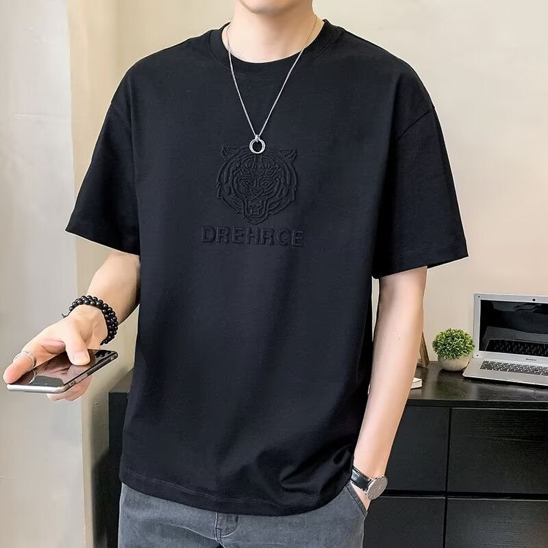 Plus-size Half-sleeve Stamped T-shirt Top