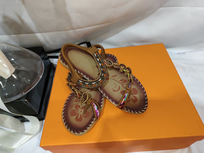 Bohemian Thong Sandals Summer Fashion Flowers Flat Beach Shoes For Women