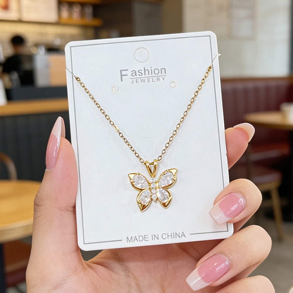 Versatile Zircon-inlaid Commute Clavicle Chain