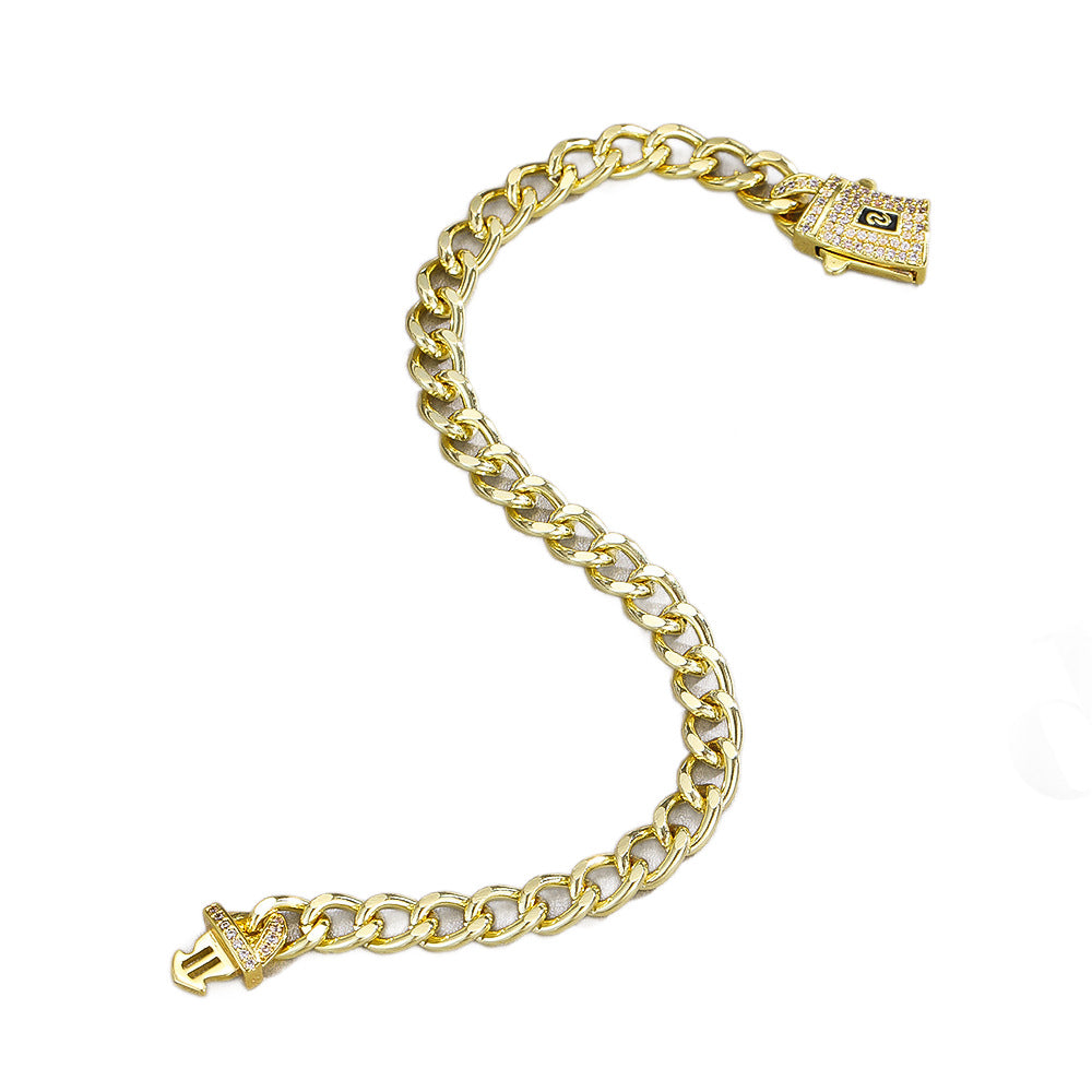 European And American Stainless Steel Cuban Link Bracelet For Men