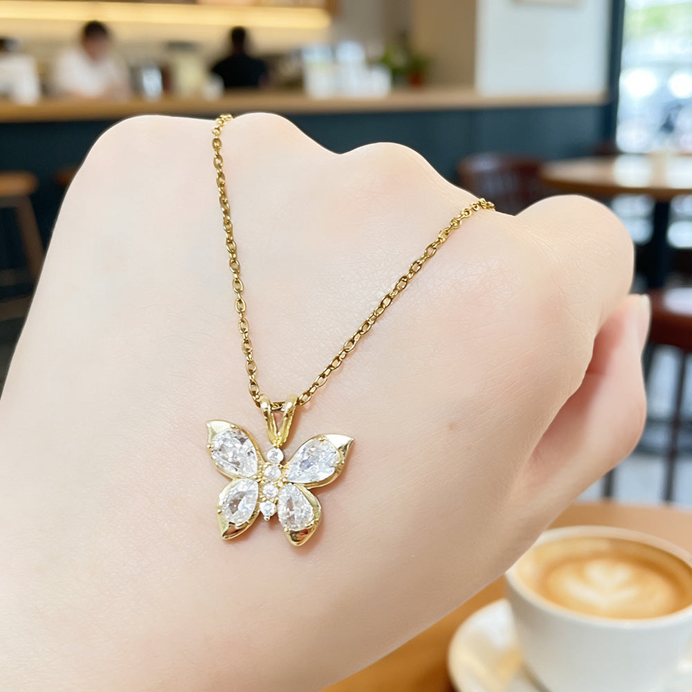 Versatile Zircon-inlaid Commute Clavicle Chain