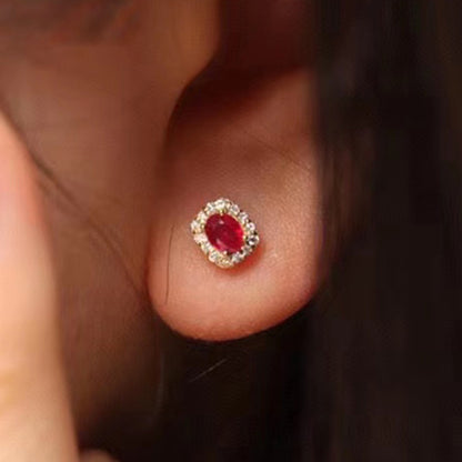 New Vintage-style Faux Rubellite Zircon Stud Earrings