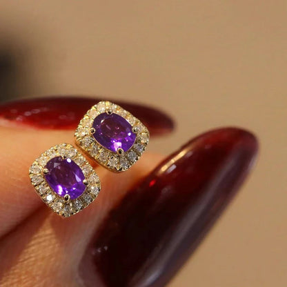 New Vintage-style Faux Rubellite Zircon Stud Earrings