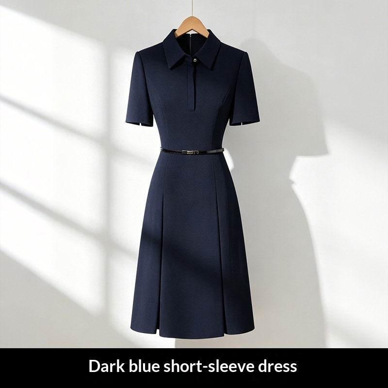 Summer Short-sleeve Lapel-waist A-line Dress