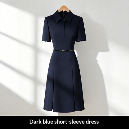 Summer Short-sleeve Lapel-waist A-line Dress