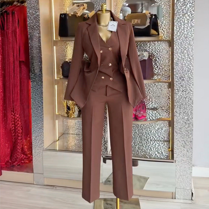 Spring New Arrival Elegant Commute Solid-Color Three-Piece Set