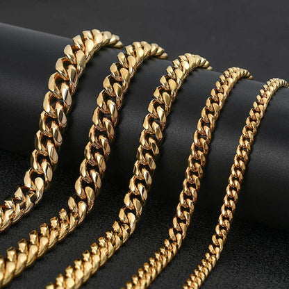 Hip Hop Stainless Steel Round Grinding Encryption Cuban Necklace Unilateral